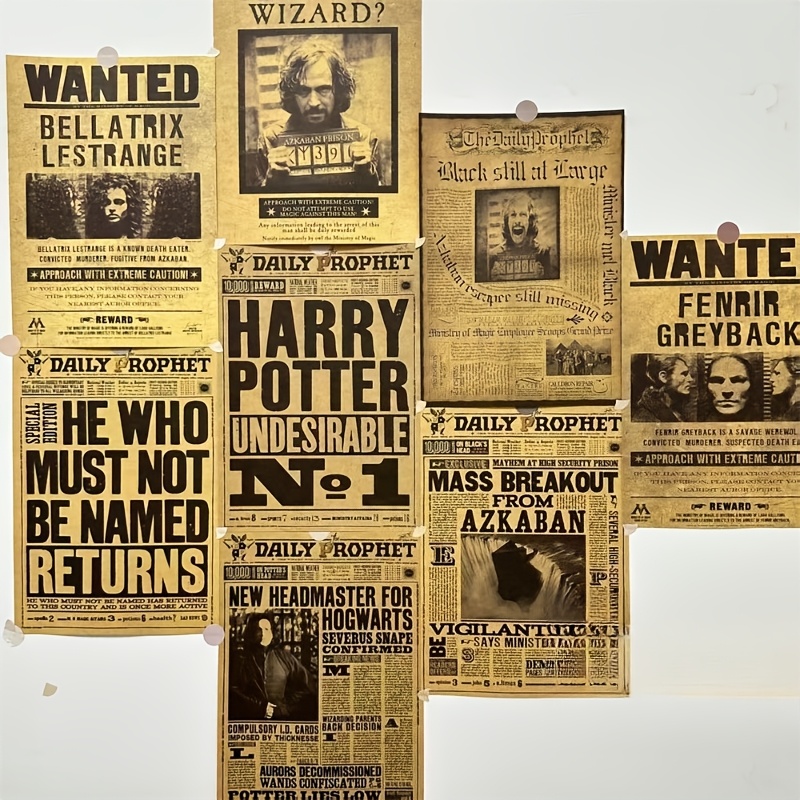 Lot de 8 Affiches Harry Potter – Posters Décoration Murale Poudlard & Maisons